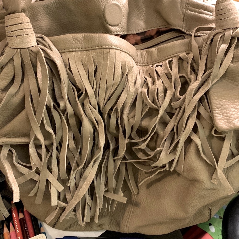 B. Makowsky Fringed Leather Shoulder Bag